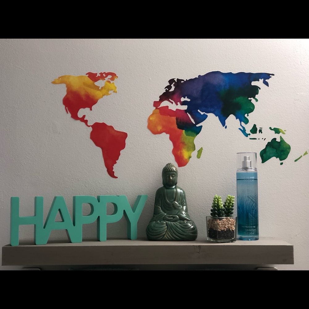 Rainbow World Map Wall Decal Décor AMAZING LOOK!